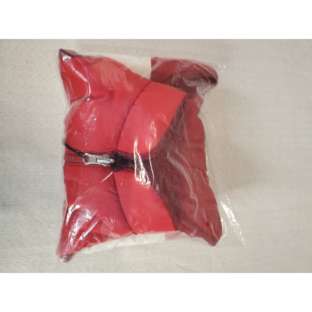 ARBLUNA Dog Winter Coat S Red White Puffer Full Zip Reversible Warm Fleece Lined