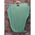 INC Womens Ribbed Knit Top M Mint Green Cap Sleeve Pullover Sweater Shoulder
