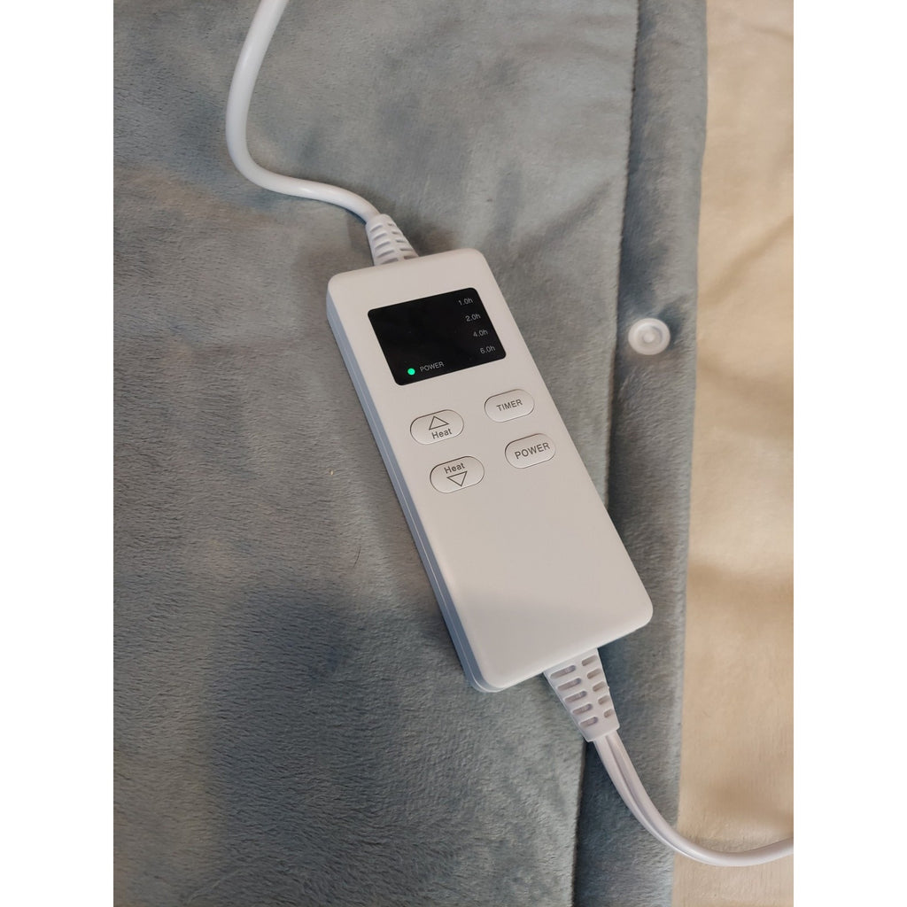 Electric Heating Pad Digital Controller Timer Heat Settings Plush Gray