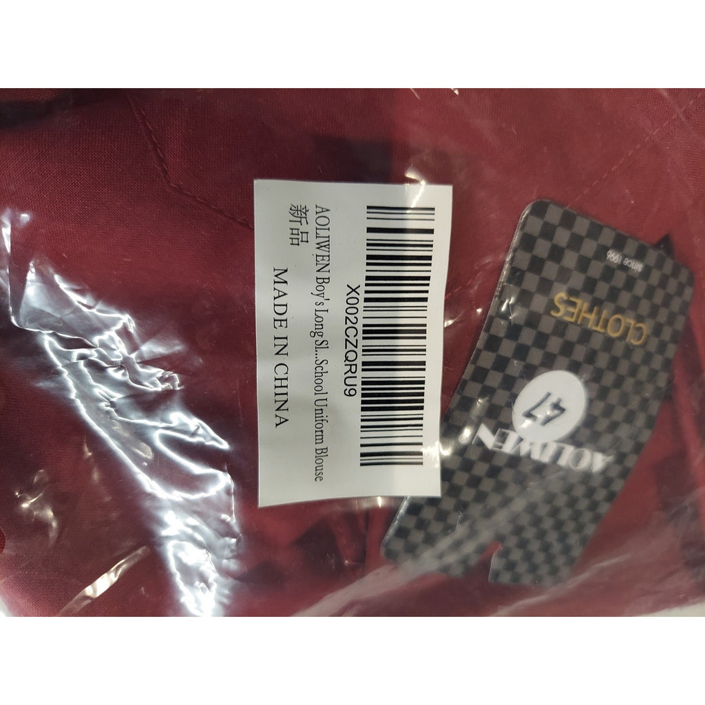 AOLIWEN Boys Long Sleeve School Uniform Shirt Size 12 Red Button Up