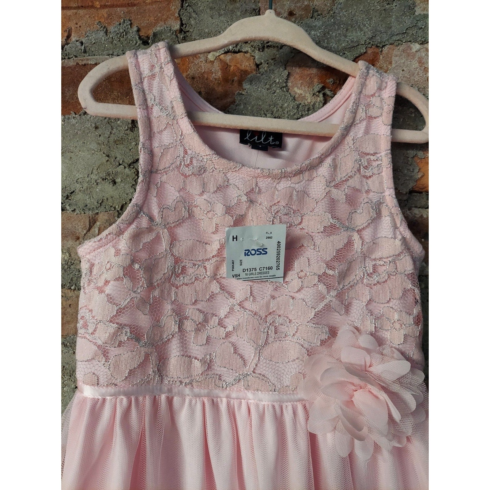 Lilt Girls Pink Dress Size 4 Lace Bodice Tulle Skirt Ruffle Floral Applique