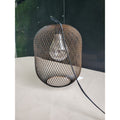 Industrial Rustic Bronze Metal Mesh Cage Pendant Light 12" Edison Bulb Plug In