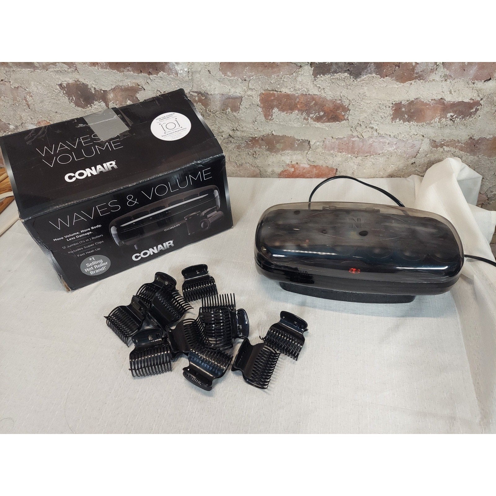 Conair Hot Rollers Hair Setter Waves Volume Jumbo 12 Rollers Clips Fast Heat