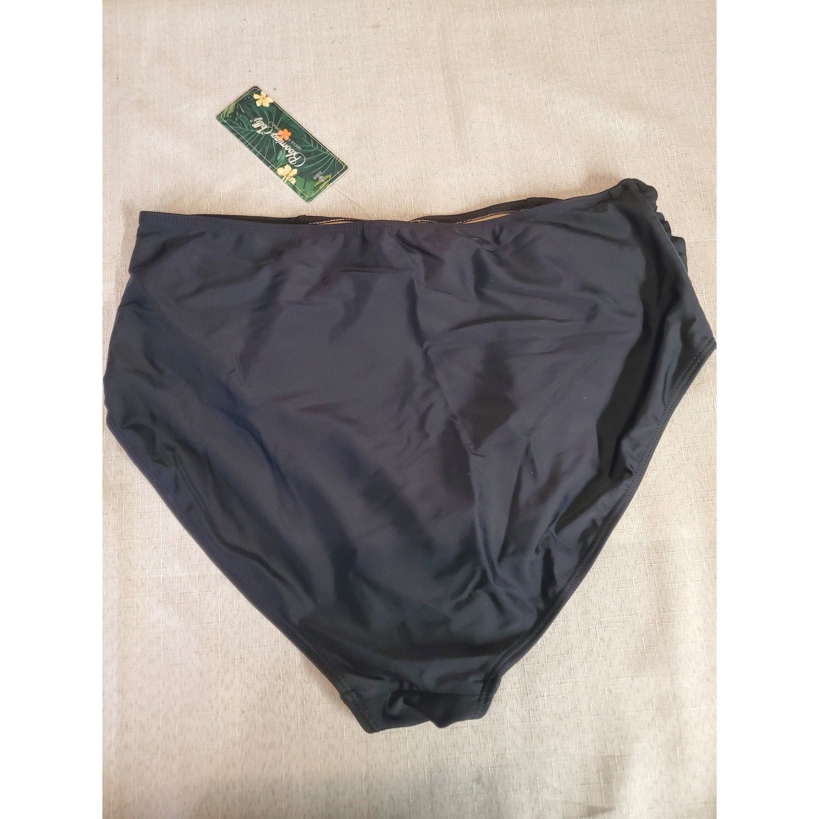 Blooming Jelly Womens High Waist Ruched Bikini Swimsuit Bottoms L Black NWT