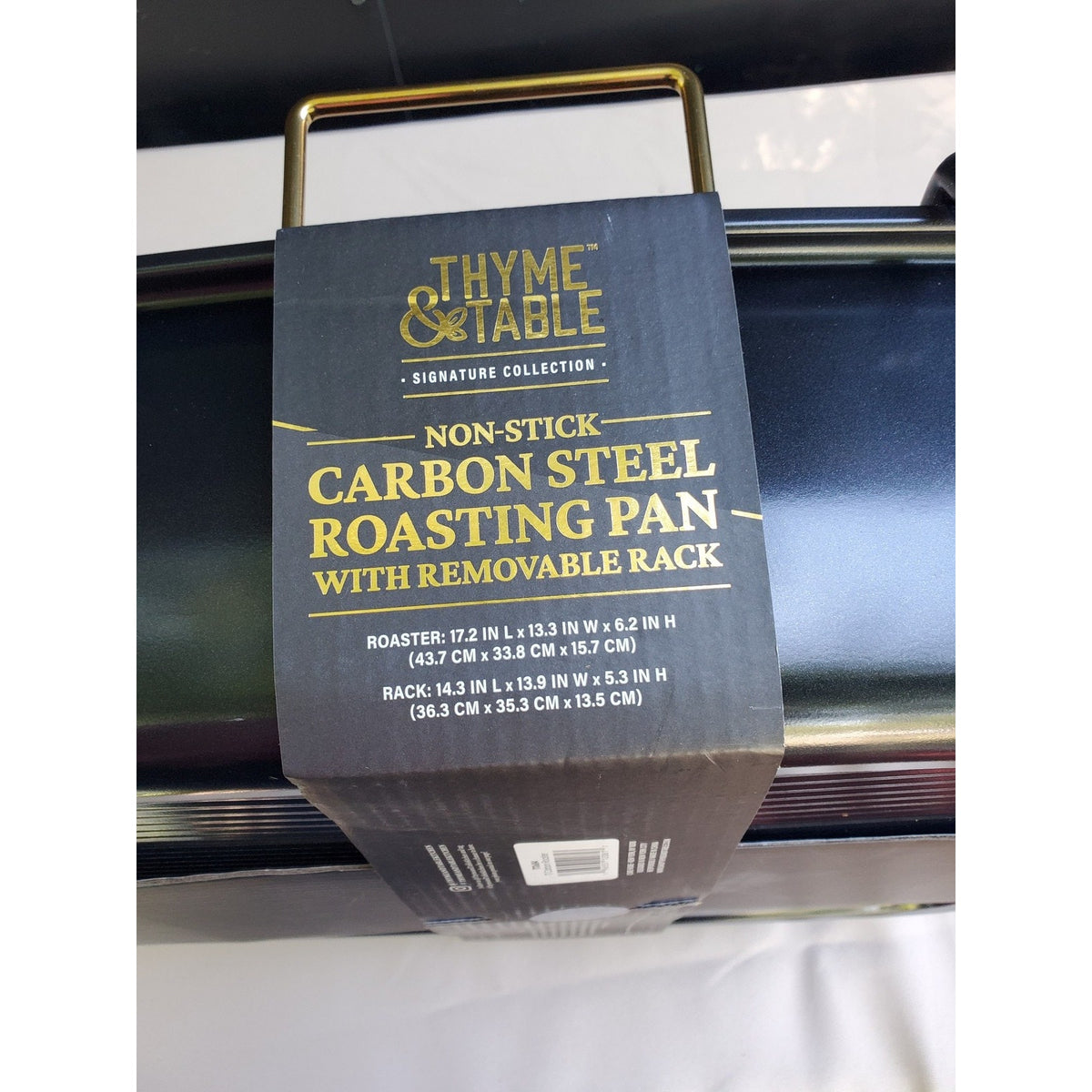 THYME & TABLE Roasting Pan Carbon Steel Non-Stick Removable Rack Oven Safe 25lb