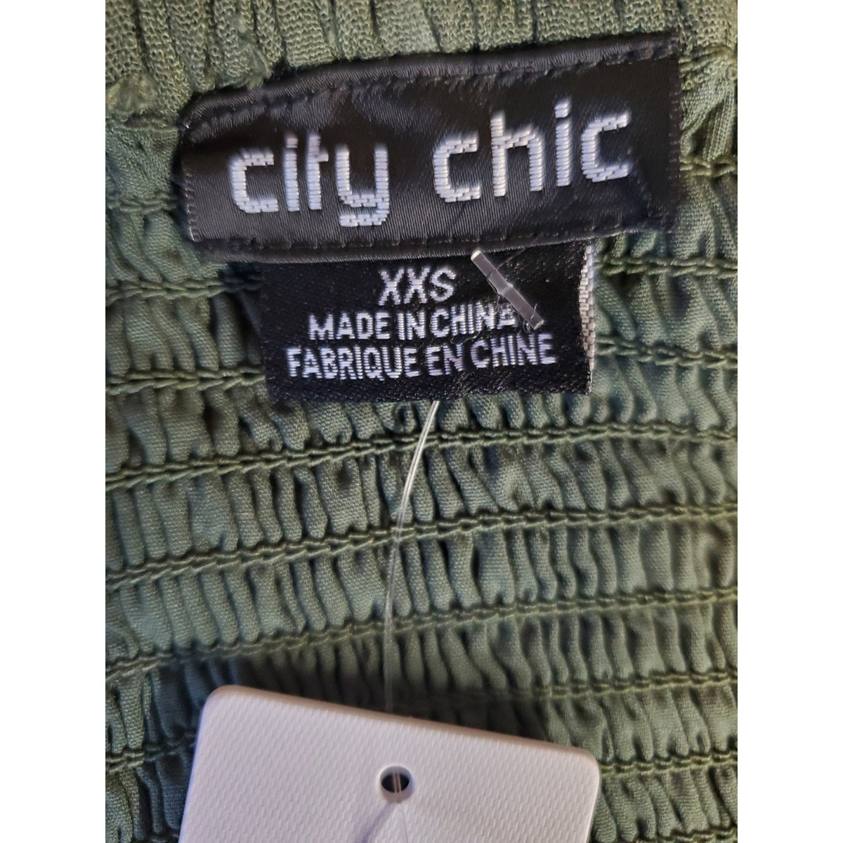 City Chic Womens Dress XXS Olive Green Long Sleeve Square Neck Ruffle Tiered