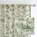 Drift Away Toile Curtain Panel 52x84 Loden Green Linen Blend Back Tab
