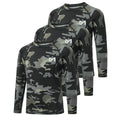 Boys Sz L Camo Athletic Long Sleeve Shirt L Quick Dry Compression 3 Pack