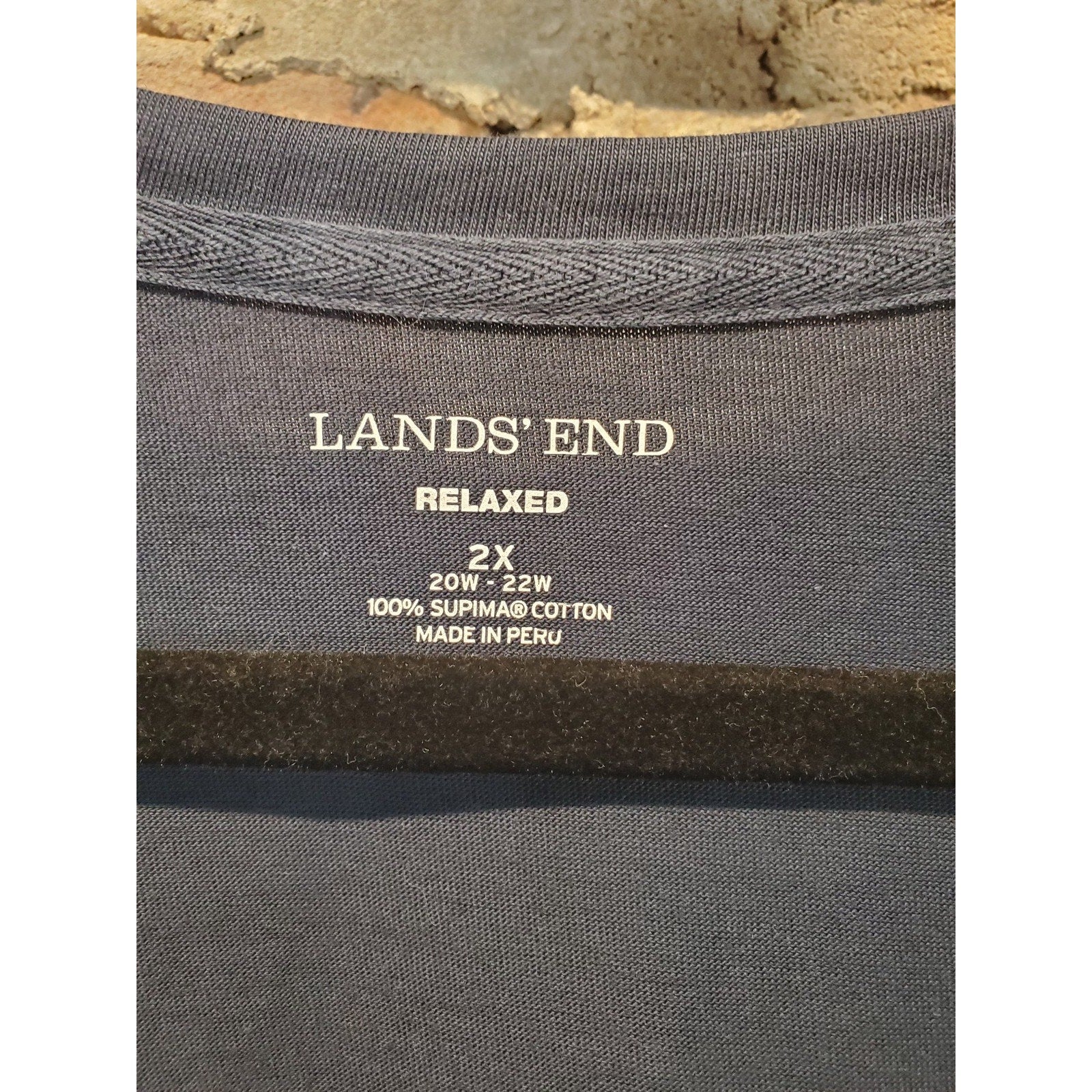 Lands End Womens T Shirt 2X Navy Blue Supima Cotton Relaxed Fit V Neck