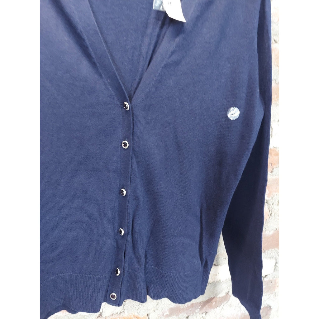New York Company 7th Avenue Womens Cardigan XL Navy V Neck Long Sleeve Button Up