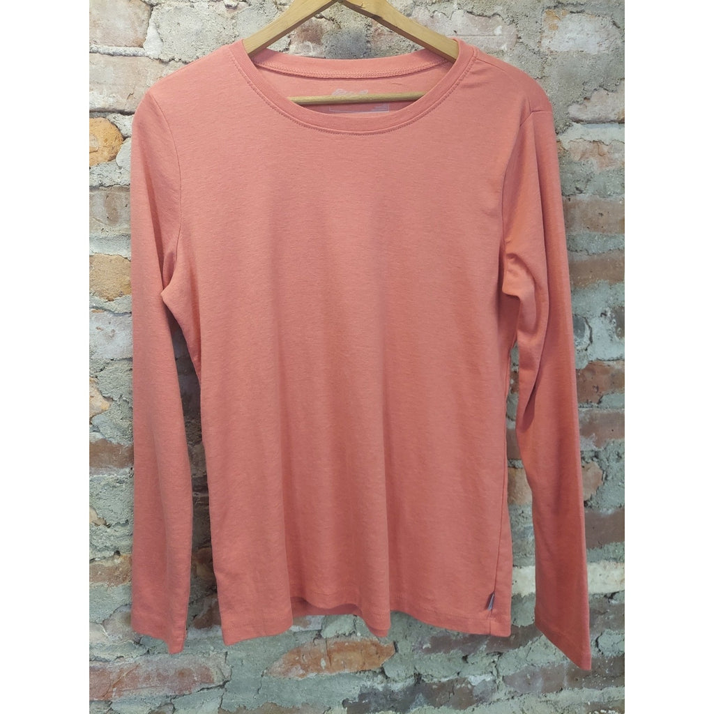 Eddie Bauer Womens Long Sleeve T Shirt Sz XL Peach Crew Neck Casual Soft Fit Top