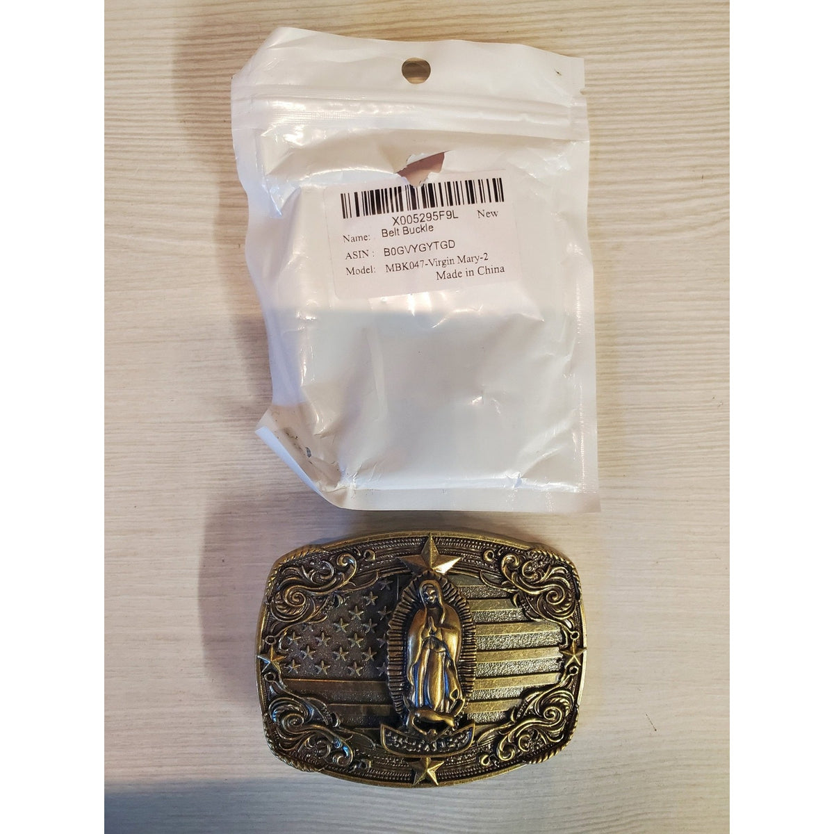 Our Lady Of Guadalupe Virgin Mary Belt Buckle American Flag Western New
