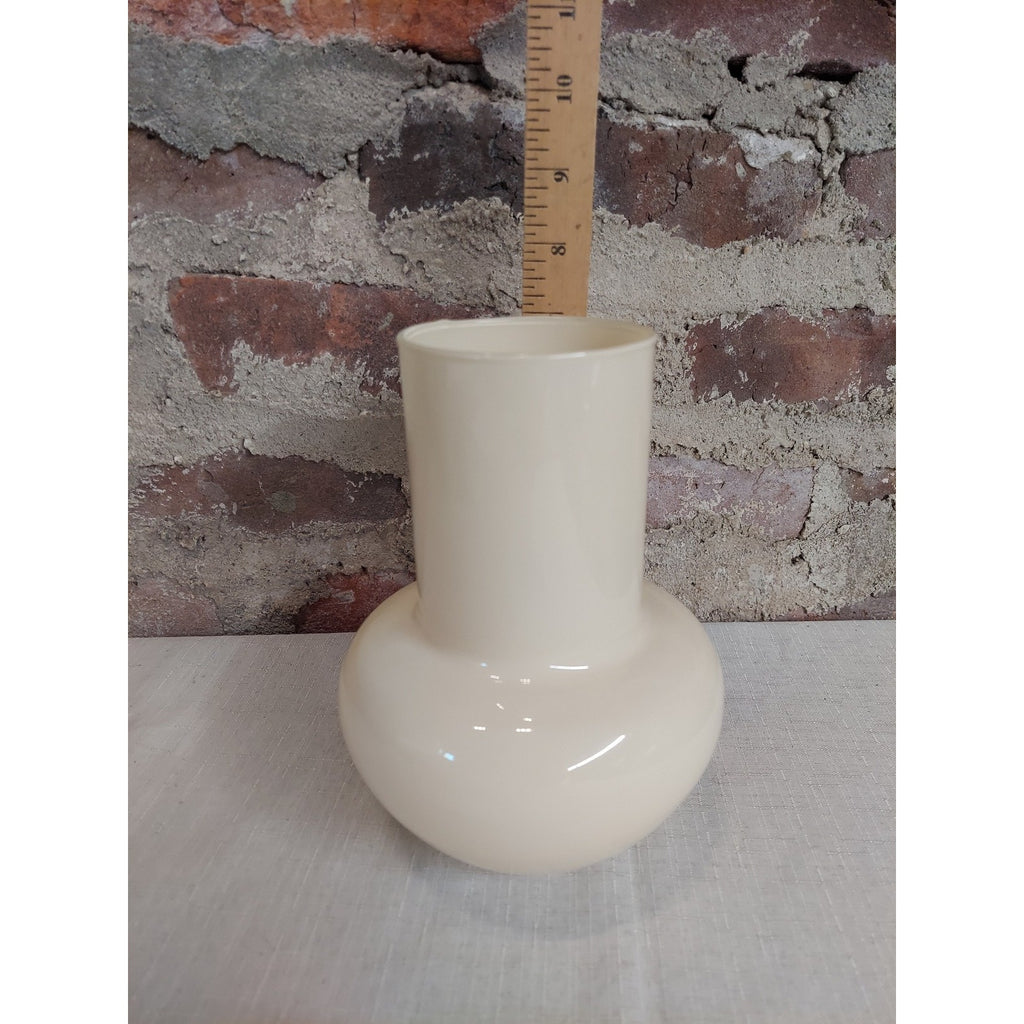 BLOFLO STU Glass Vase Retro Modern Milky Yellow 9" Home Decor Flower Tabletop