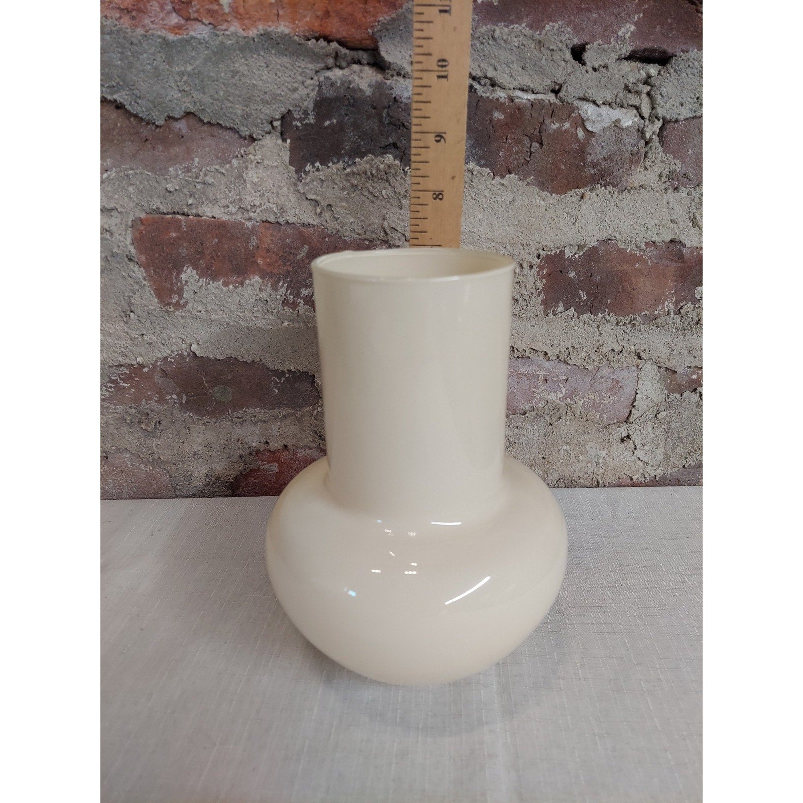 BLOFLO STU Glass Vase Retro Modern Milky Yellow 9" Home Decor Flower Tabletop