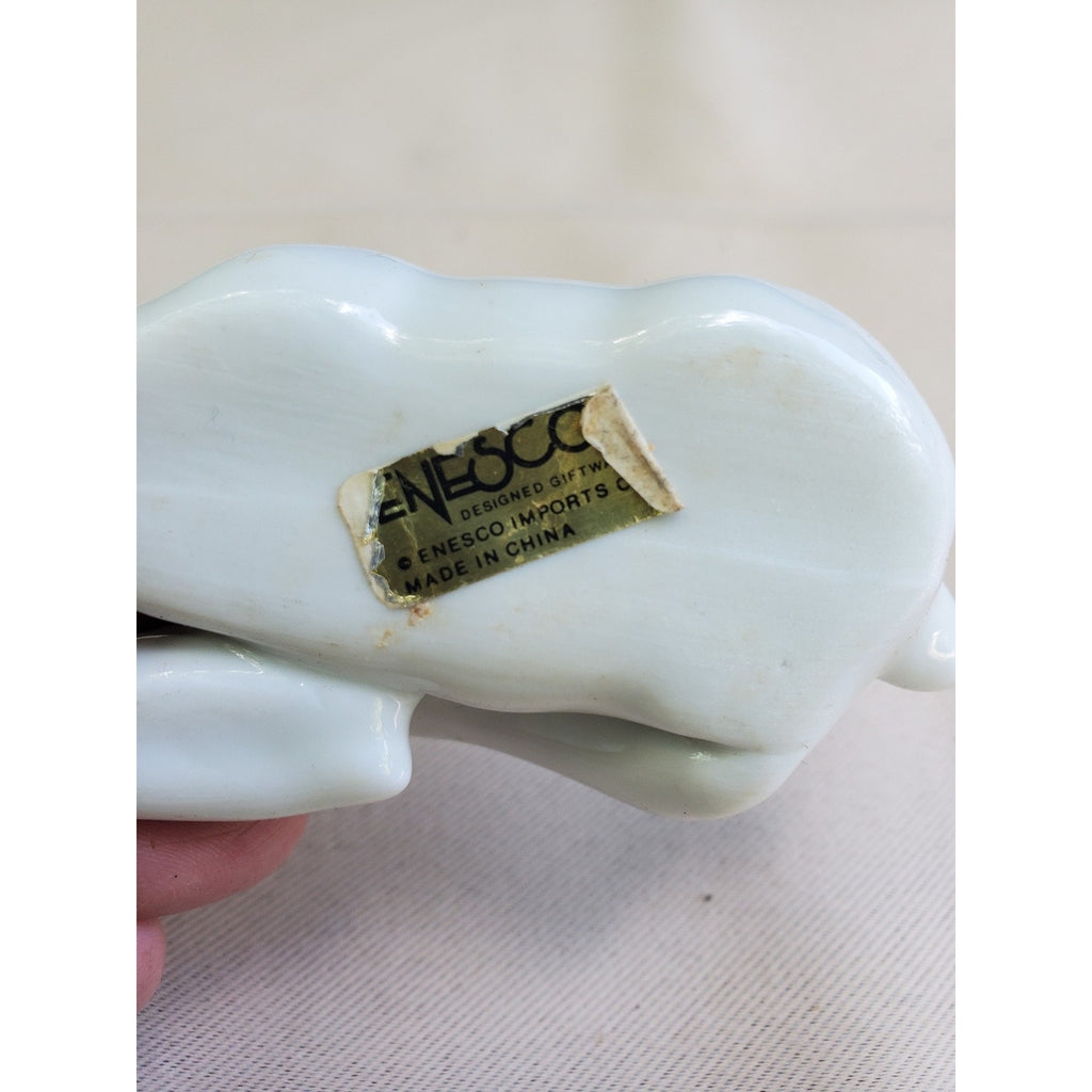 Enesco Fawn Deer Figurine Lying Gold Spots Light Blue White Animal Decor 3 Inch