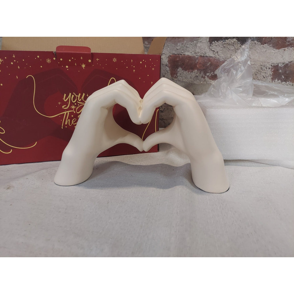 Heart Hands Sculpture Figurine Love Gesture Home Decor Cream Romantic Gift