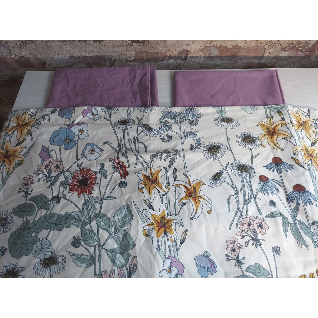 Floral Botanical Print Lot of 3 Pillow Shams Multicolor Lavender Purple Flowers