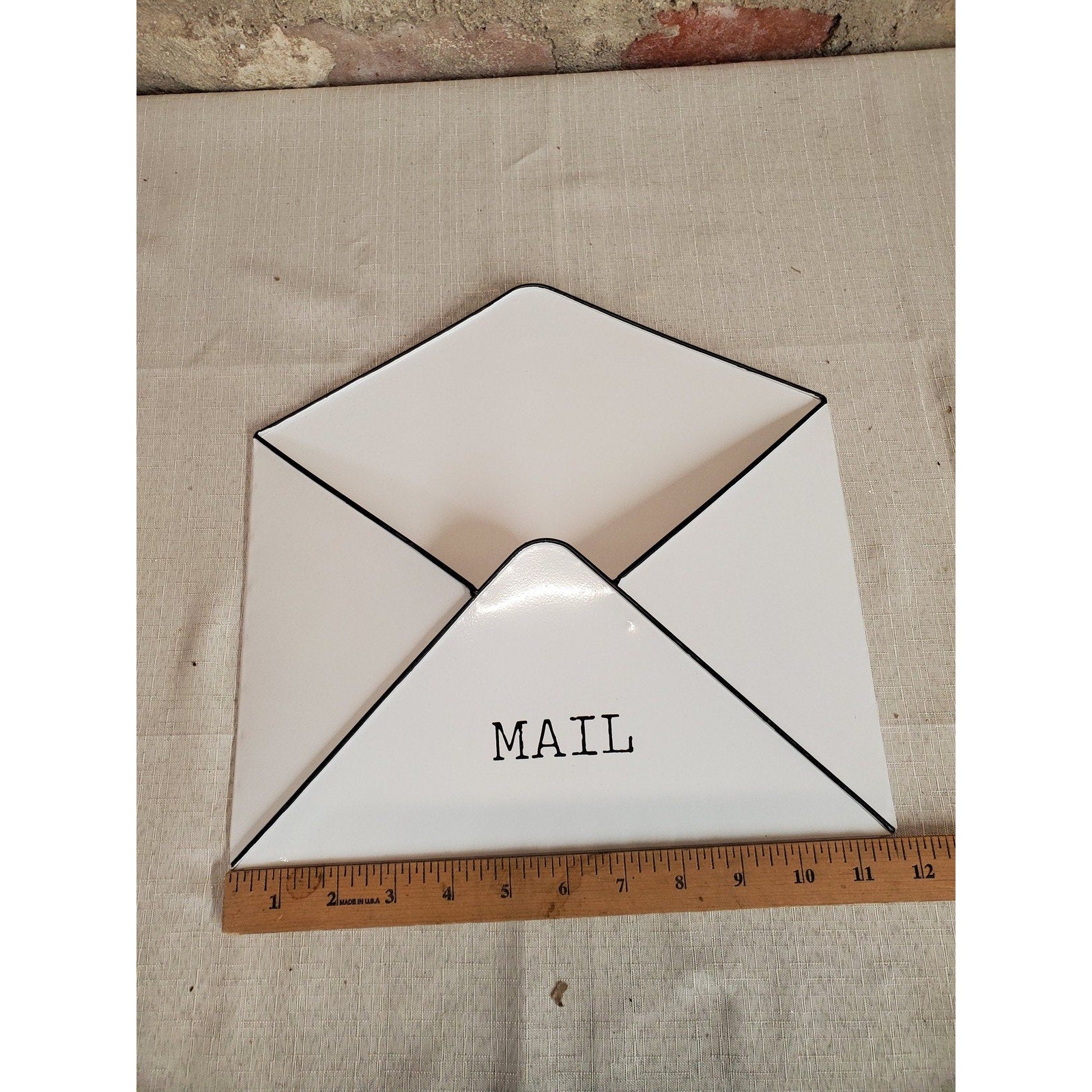 White Black Envelope Shape Mail Holder Wall Mount Farmhouse Decor Storage