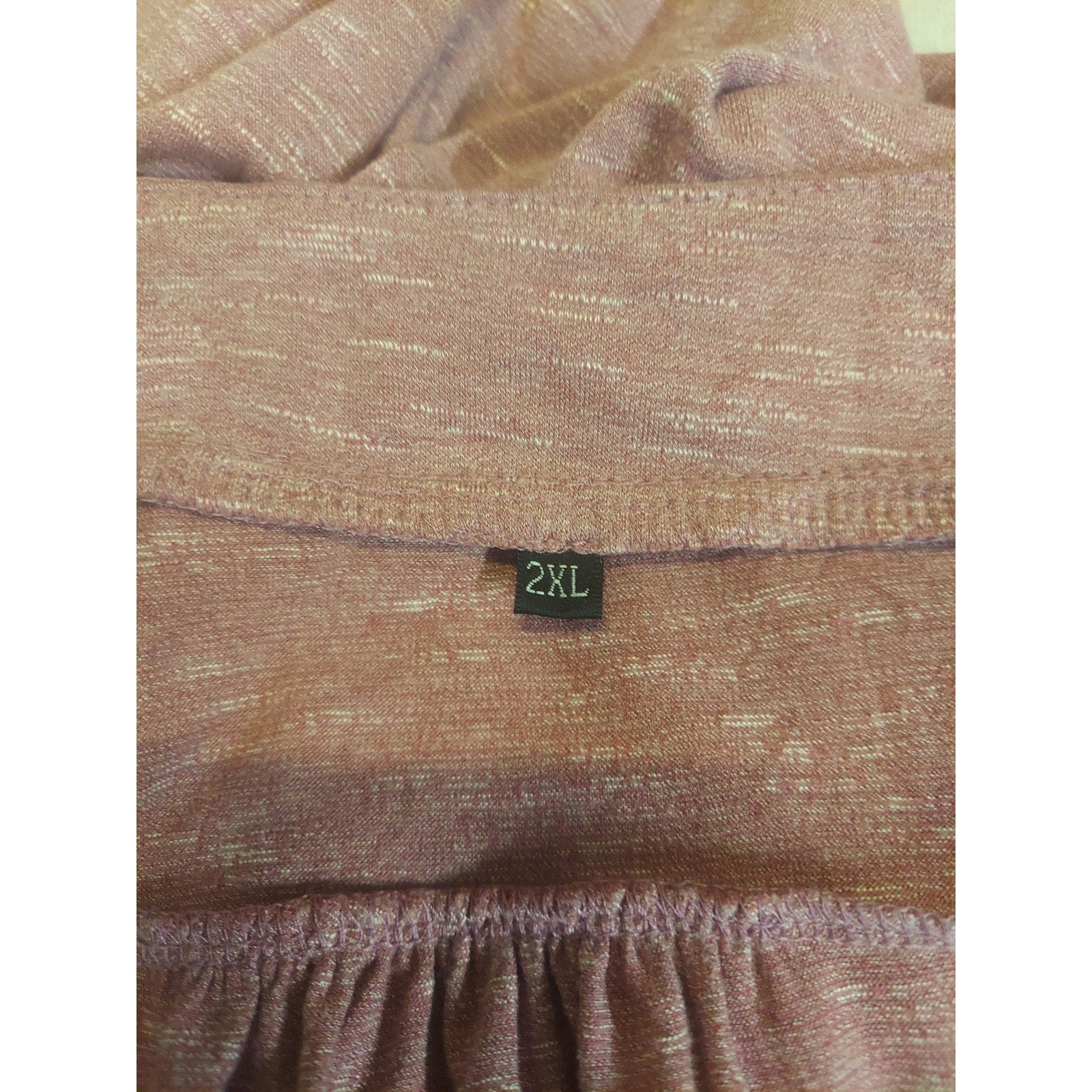 Womens Rose Pink Top 2XL Short Sleeve V Neck Button Front Gathered Detail