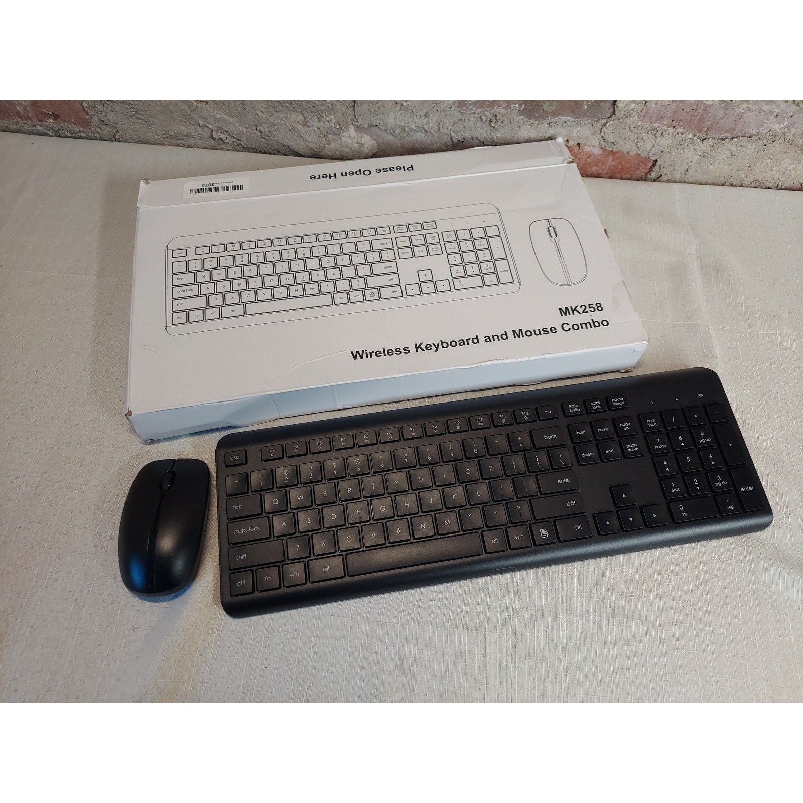 Wireless Keyboard Mouse Combo MK258 Full Size Quiet Slim Black PC Laptop Desktop