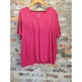 Lands' End Womens Plus Size 2X 20W 22W Pink V Neck Supima Cotton Relaxed Fit T