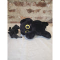 Black Cat Plush Crossbody Bag Purse Yellow Eyes Stitched Face Zipper Strap