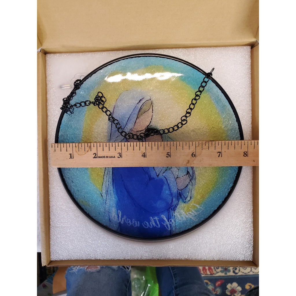 Religious Mary Jesus Mother Child Suncatcher Stained Glass Style Round 8 Inch