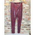 Boohoo Womens Leggings US 6 Burgundy Faux Leather Snakeskin High Waist NWT