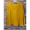 d&co Womens Long Sleeve V Neck Pullover Top Mustard Yellow Size M Essentials