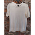 Ann Taylor Factory Womens Knit Top Short Sleeve Sweater M Cream Crewneck