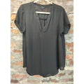 TORRID Womens Blouse Size 00 Black V Neck Short Sleeve Flowy Tunic Top
