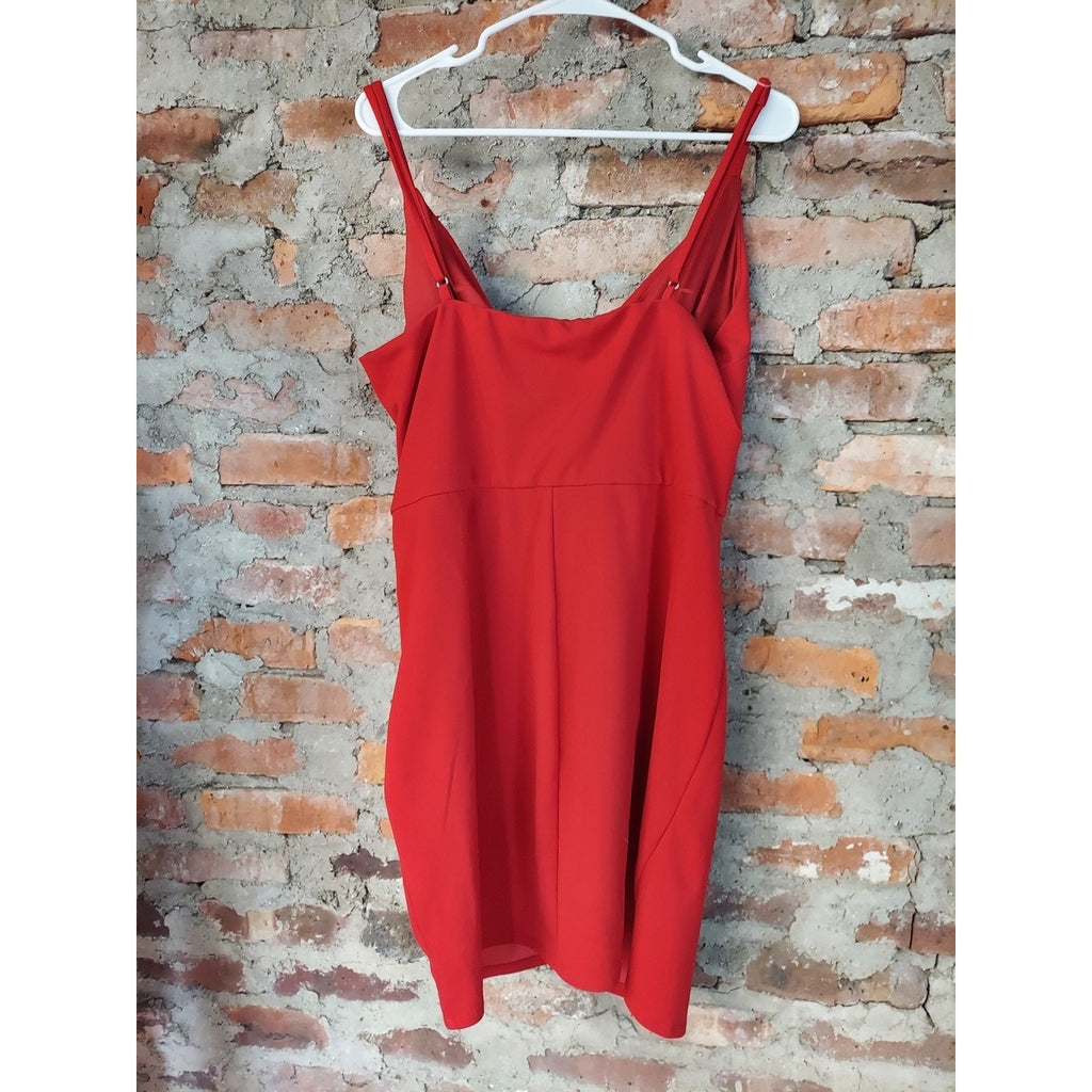 by&by Womens Red XXL Ruched V Neck Spaghetti Strap Mini Cocktail Dress