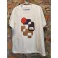 Mens T Shirt S White Geometric Graphic Short Sleeve Ring Spun Fan
