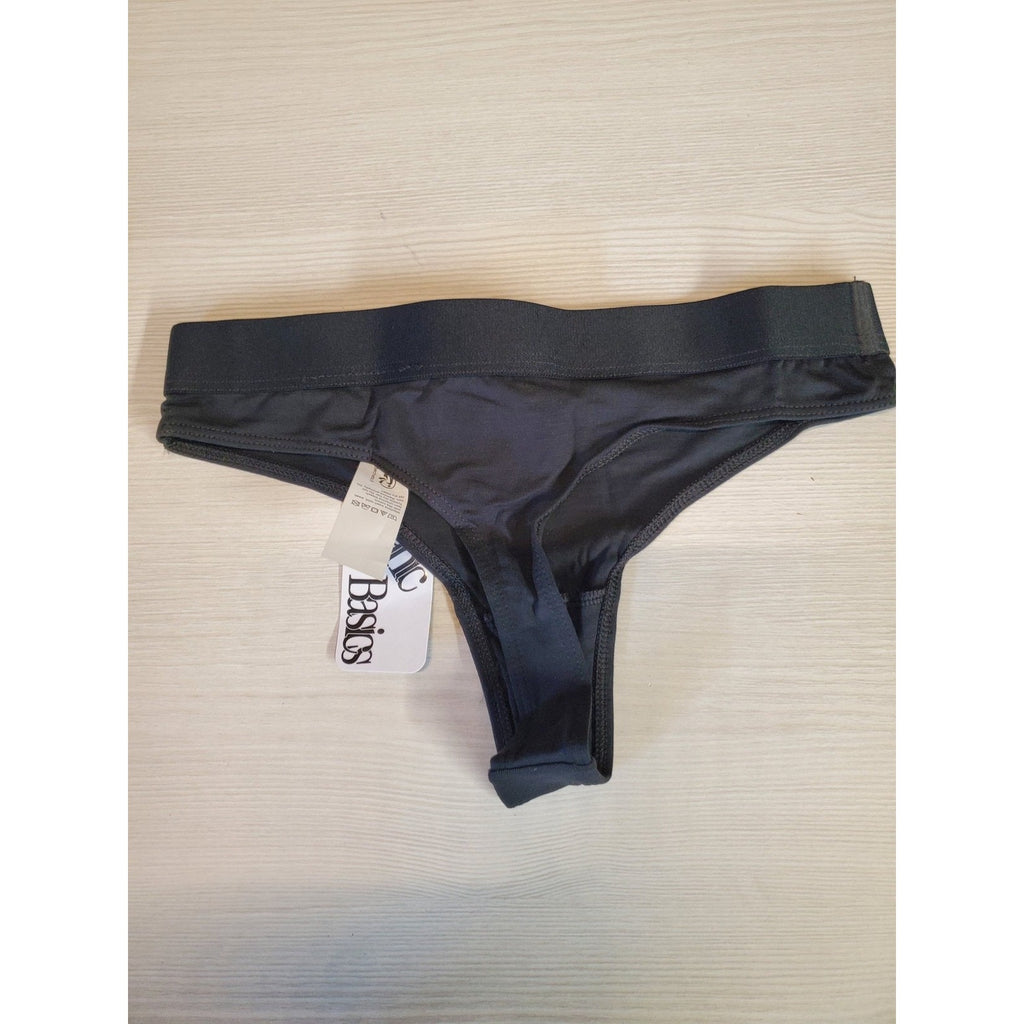 Organic Basics Womens Thong Underwear Organic Cotton XXS Black NWT