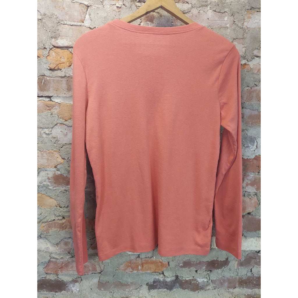 Eddie Bauer Womens Long Sleeve T Shirt Sz XL Peach Crew Neck Casual Soft Fit Top