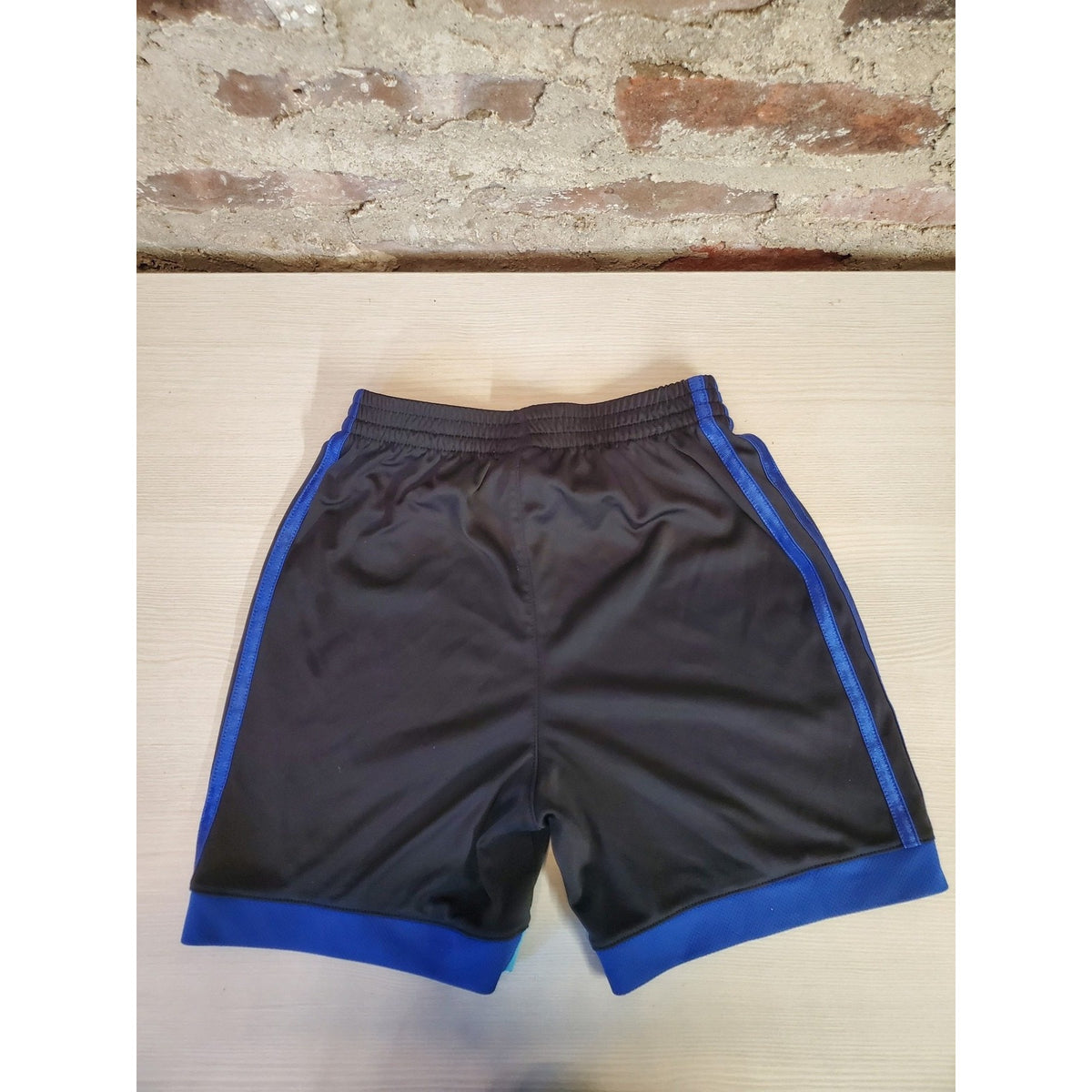 Adidas Boys Athletic Sport Shorts Size 6 Black Blue Aqua Regular Fit