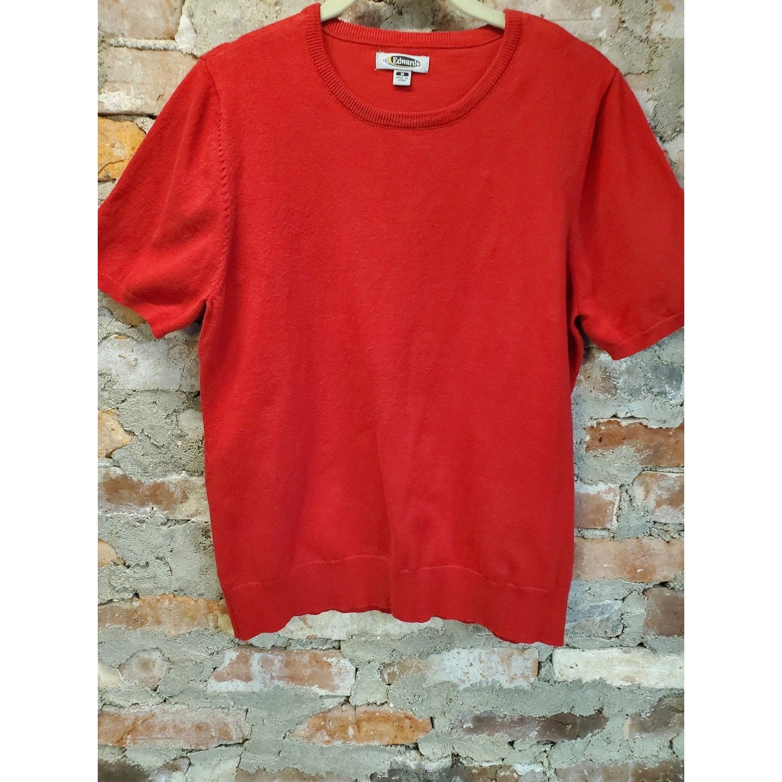 Edwards Womens Short Sleeve Crew Neck Knit Pullover Sweater Size M Red