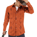 KYKU Mens Western Cowboy Button Down Shirt Small Brown Graphic Long Sleeve