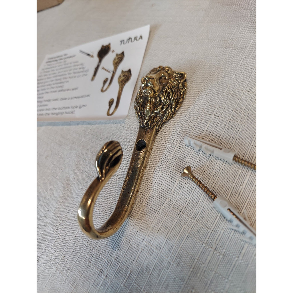 Hook lion, coat hook lion head, brass clothes hook, Wall Bag Hook Bathroom Towel