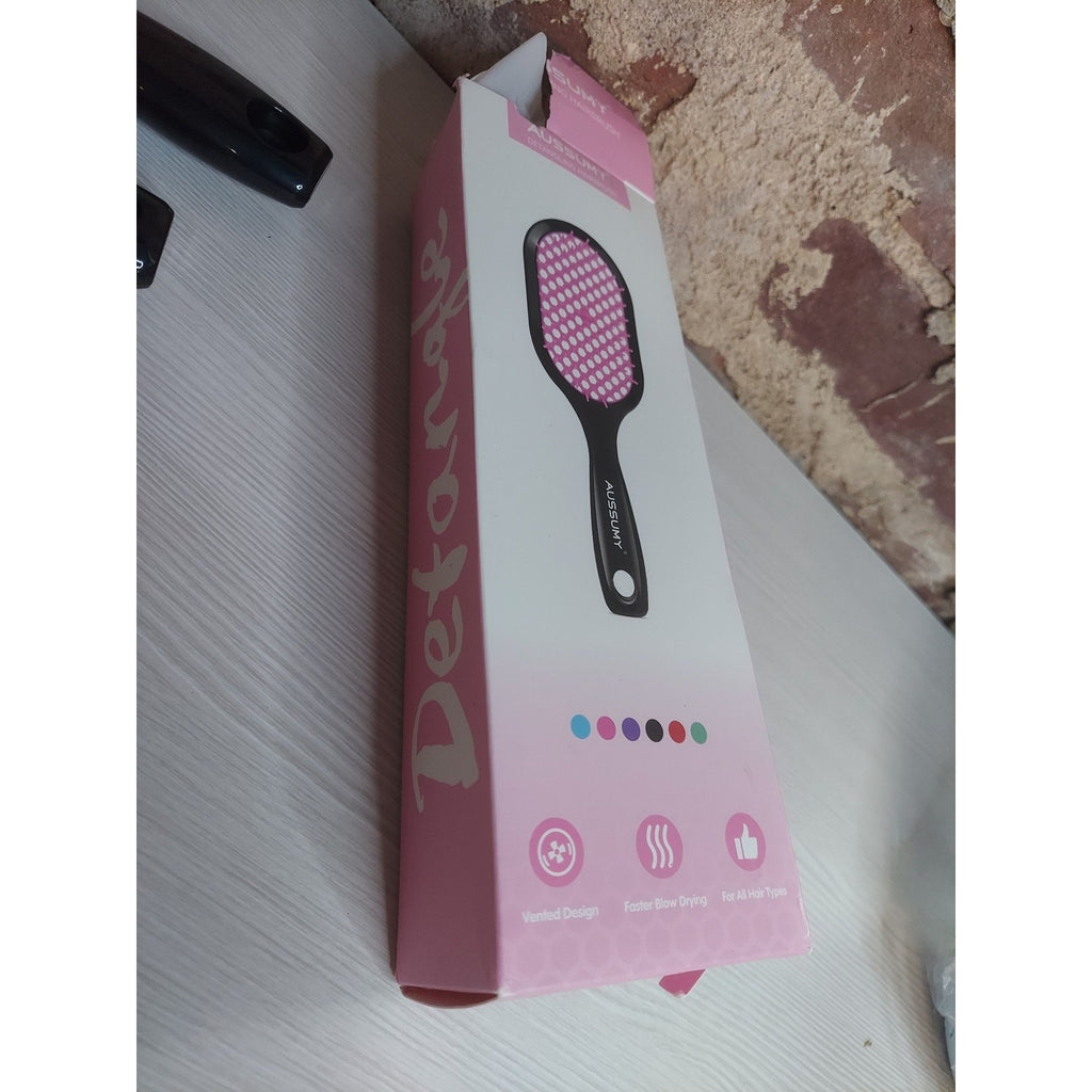 DUSSURY Detangling Hair Brush Vented Faster Blow Drying Set 2 Pink Black