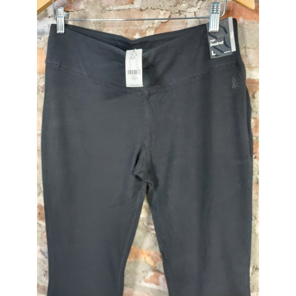 NY Co Womens Bootcut Leggings L Black NWT Stretch Yoga Activewear