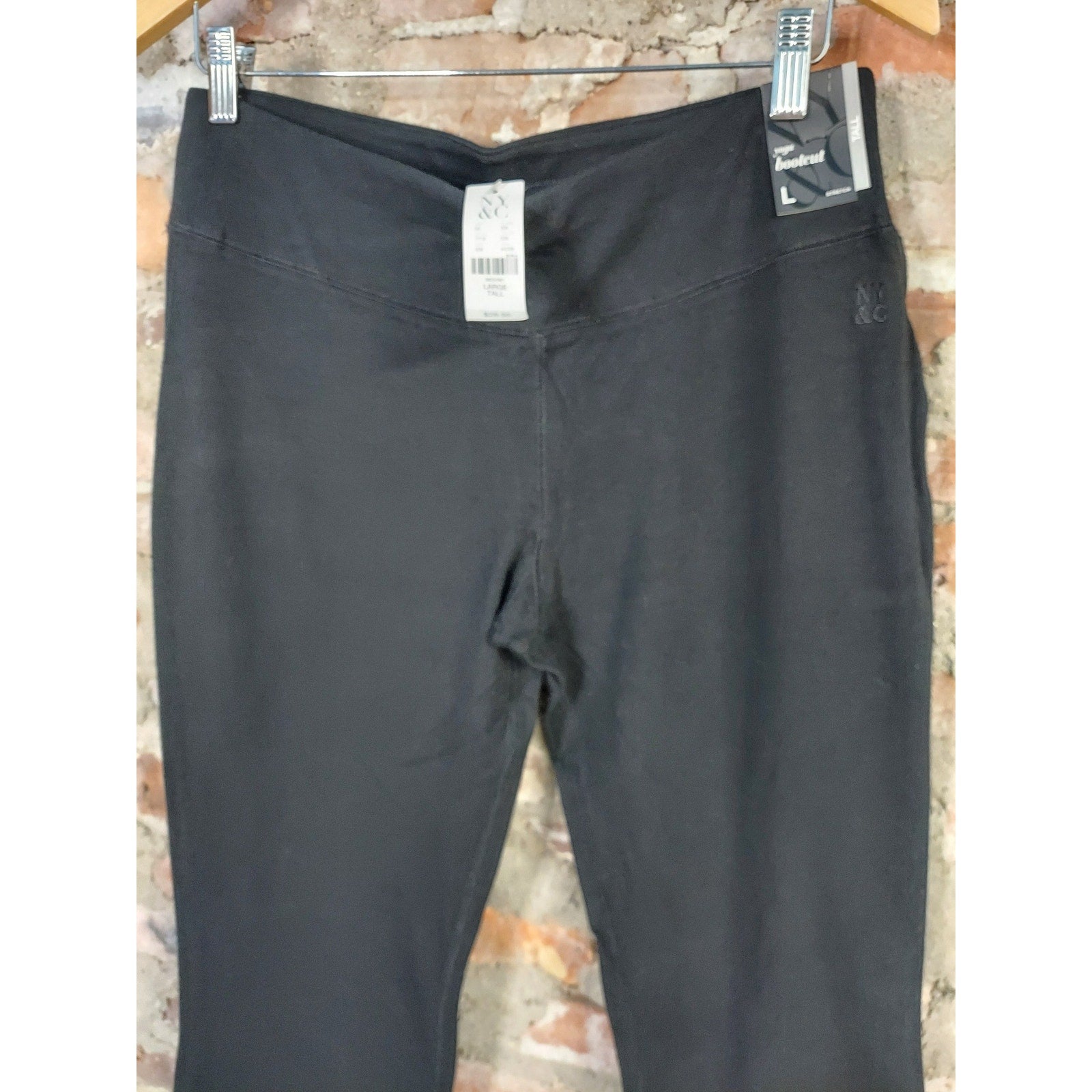 NY Co Womens Bootcut Leggings L Black NWT Stretch Yoga Activewear