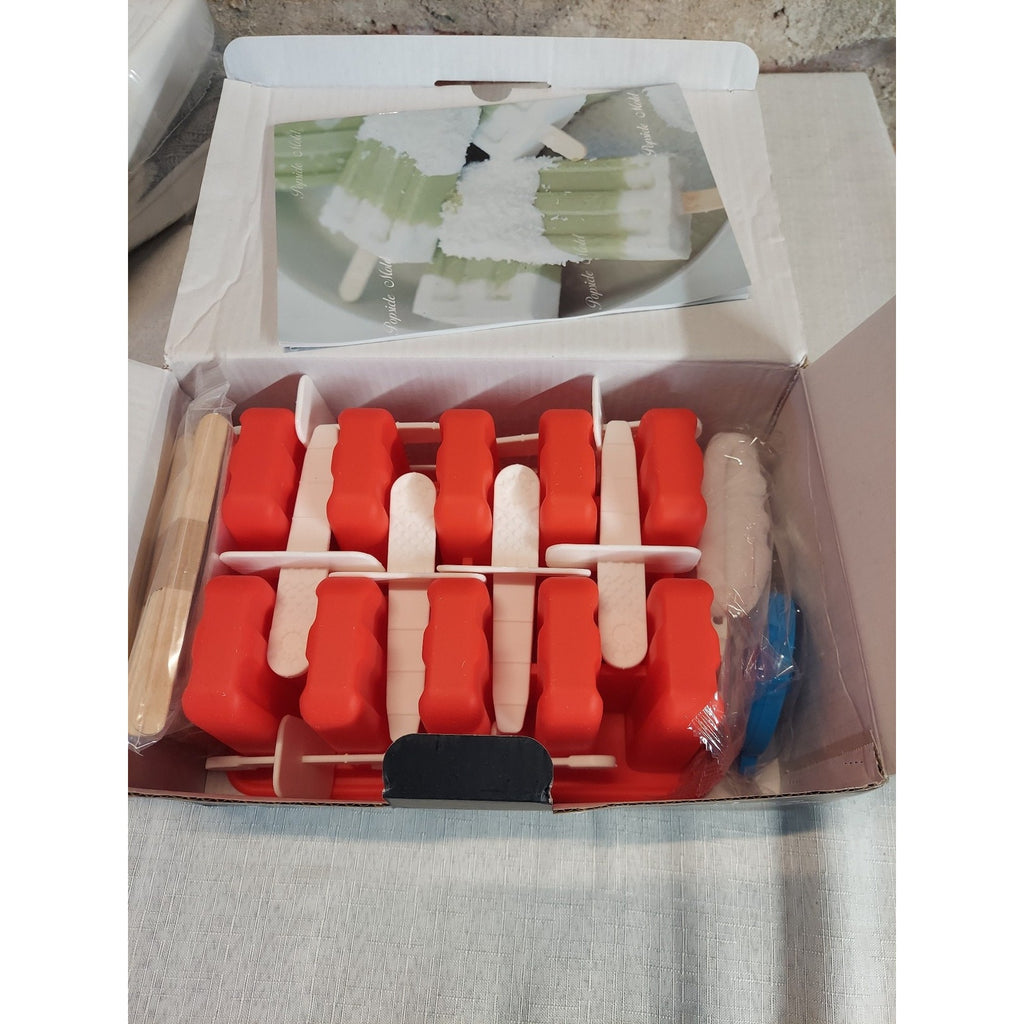 Miaowoof Silicone Popsicle Molds DIY Ice Pop Maker Reusable 10 Cavity Red Set