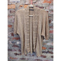 Cable & Gauge Womens Open Knit Short Sleeve Cardigan Tan Lightweight Summer