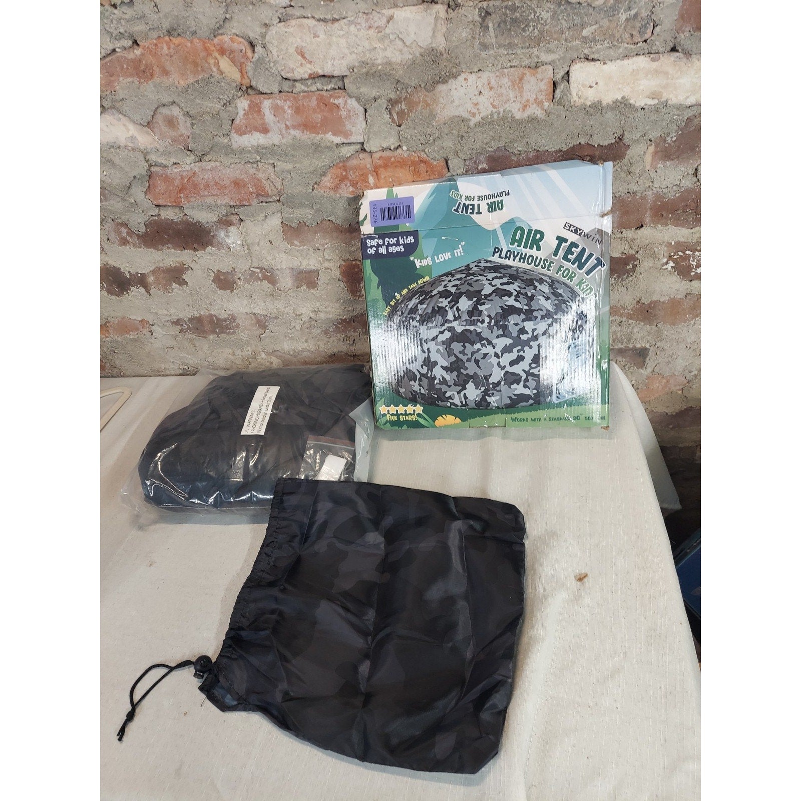 SKYWIN Air Tent Playhouse Kids Camouflage Inflatable Box Fan Indoor Outdoor Fun