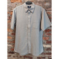 Stafford Mens Short Sleeve Button Down Shirt L 16 1/2 Wrinkle Free Light Blue