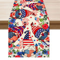 Patriotic Gnomes Table Runner Red White Blue Stars America 13x120"