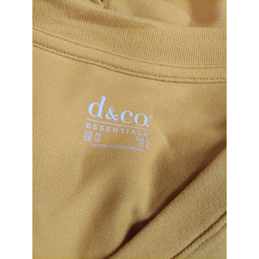 d&co Womens Long Sleeve V Neck Pullover Top Mustard Yellow Size M Essentials
