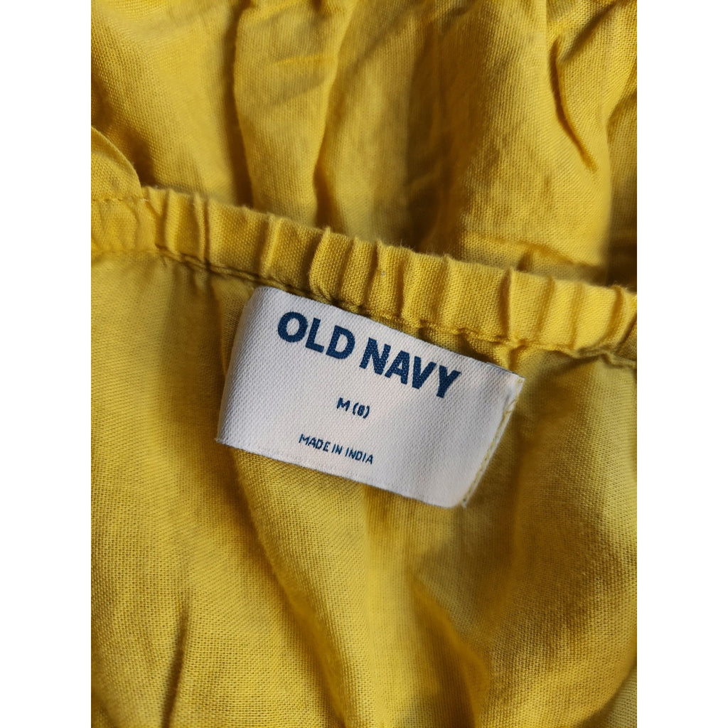 Old Navy Girls Dress M 8 Yellow Tiered Eyelet Sleeveless Summer Casual