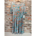 LuLaRoe Womens 2XL Dress Gray Orange Teal Geometric NWT A Line Short Sleeve